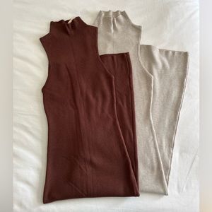 Chocolate brown, midi, mock neck dress